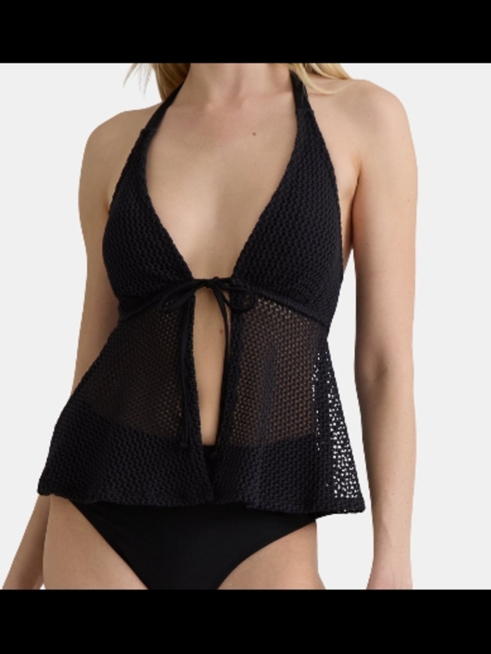 Time and Tru Women's Plus Tankini Top Black 3X (24W - 26W) - Picture 2 of 7
